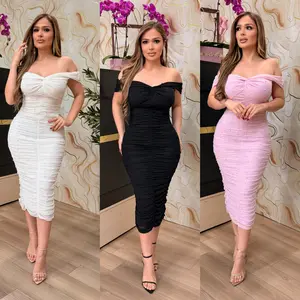 Women's Polyester-Spandex-Nylon Elegant Black-and-White Concert-Length Evening Dress - Stylish Lady's Casual Formal Wear