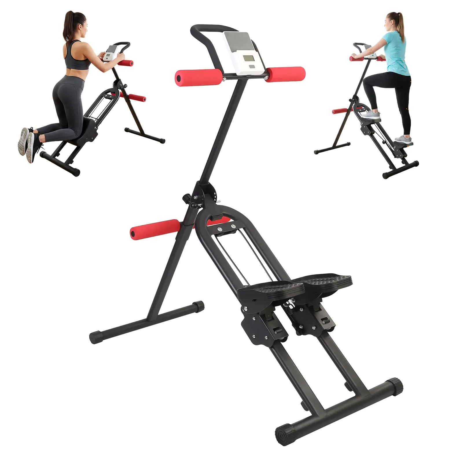AMLANG 2-in-1 Stair Stepper - Folding Cardio Stairmaster with Handlebar Included, Ab Workout Step Machine for Full-Body Workout at Home Gym, 3 Workout Modes