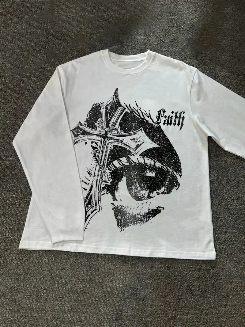 Men's Y2K Cyber Gothic Graphic Layered Long Sleeve T-Shirt