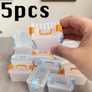 5 Mini Luggage Style Storage Boxes, Transparent Small Item Organizer, Durable Lightweight Organizer, DIY Scene Accessories, Model Decoration, Holiday Gift, Durable Container
