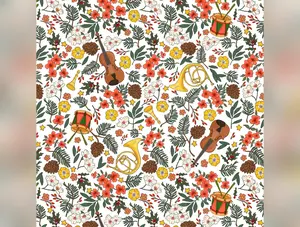 Nutcracker Christmas | Festive Instruments White by Belle & Boo for Michael Miller