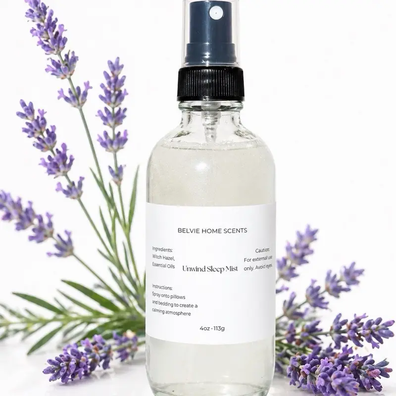 Unwind Aromatherapy Sleep Mist - Lavender & Chamomile, 4oz (113g) - Therapy Bedtime Stress Relief Body Mist, Natural Plant-Based Ingredients for Deep Sleep & Anxiety Reduction, Wellness, Calming, Stress Relief Body Mists