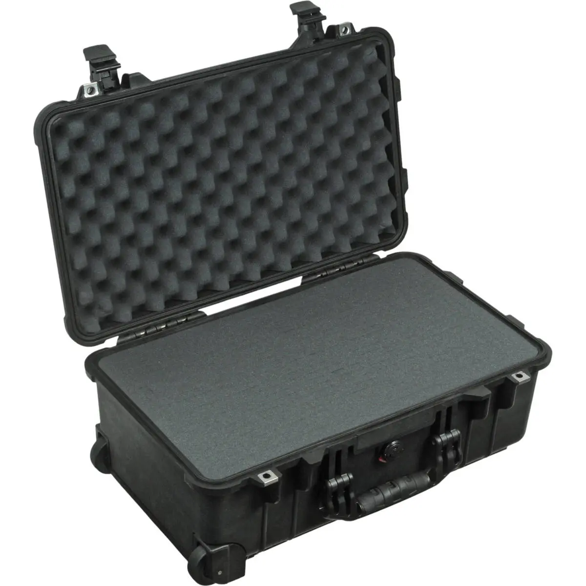 Pelican 1510 Watertight Steel Carry On Hard Case - Automatic Retractable Equipment Protection, Foam Insert, Wheels, Charcoal Black