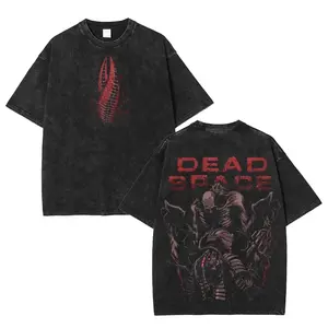 Dead Space Make Us game art Graphic Tee 2 Sided Washed Unisex Oversize T-Shirt, game apparel Fan Casual Gamer Streetwear men, Retro black game shirt