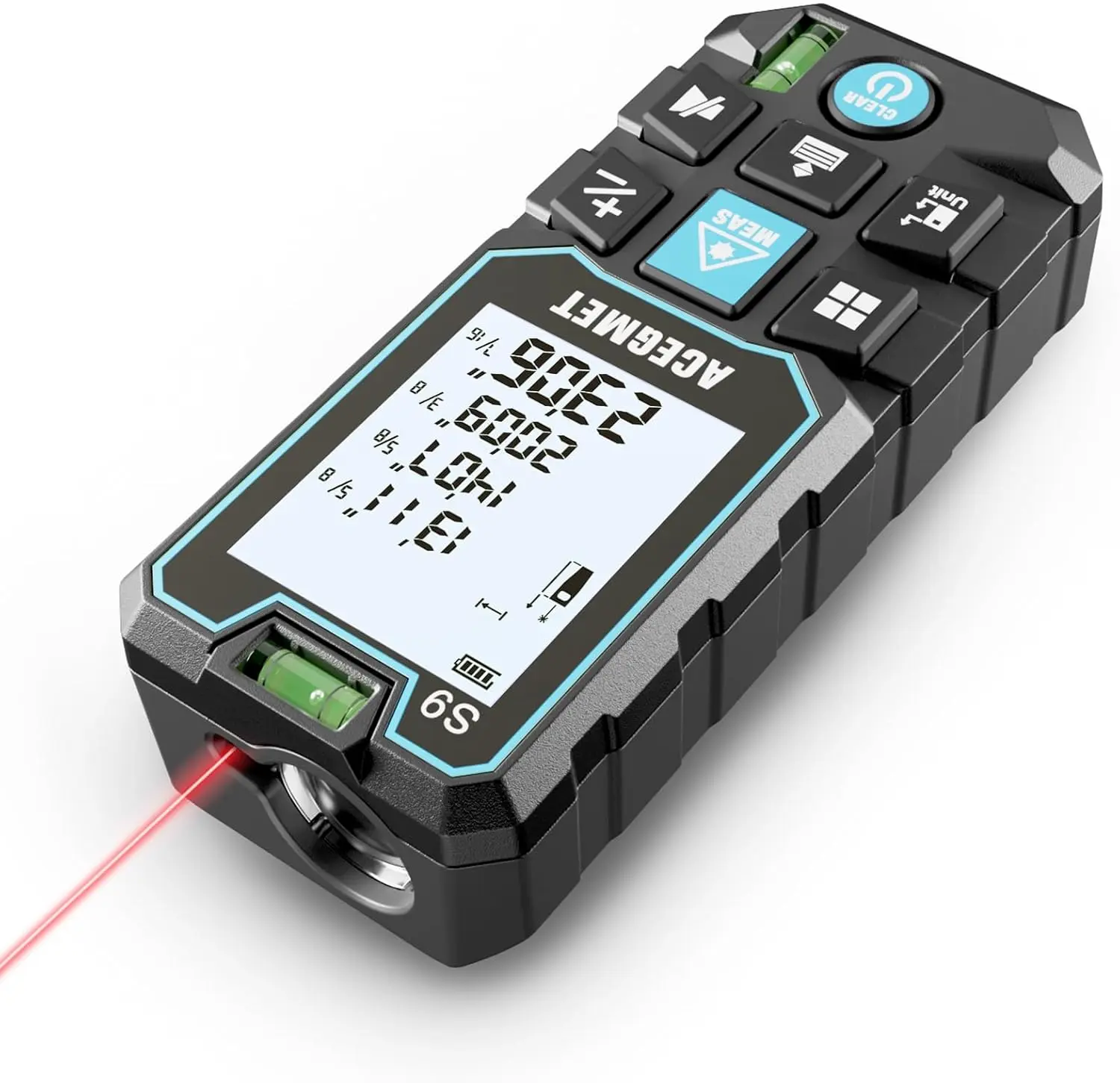 【DealsforYouDays 】Laser Measure Device S9 ,229ft Digital Laser Tape Measure with 2 Bubble Levels, LCD Backlit Display, IP54 Waterproof, Pythagorean Mode for Distance, Area, Volume Industrial Home ,Men  Gifts