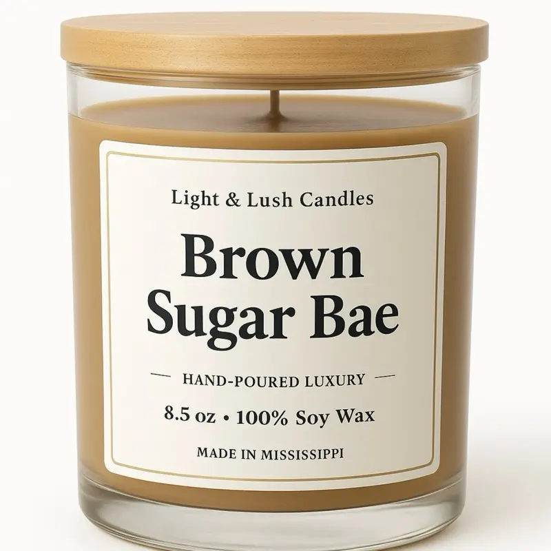 Light & Lush Vanilla Crème Hand-Poured Luxury Candle - 100% Soy Wax Made in Mississippi - Handcrafted Aromatic Scented Candle