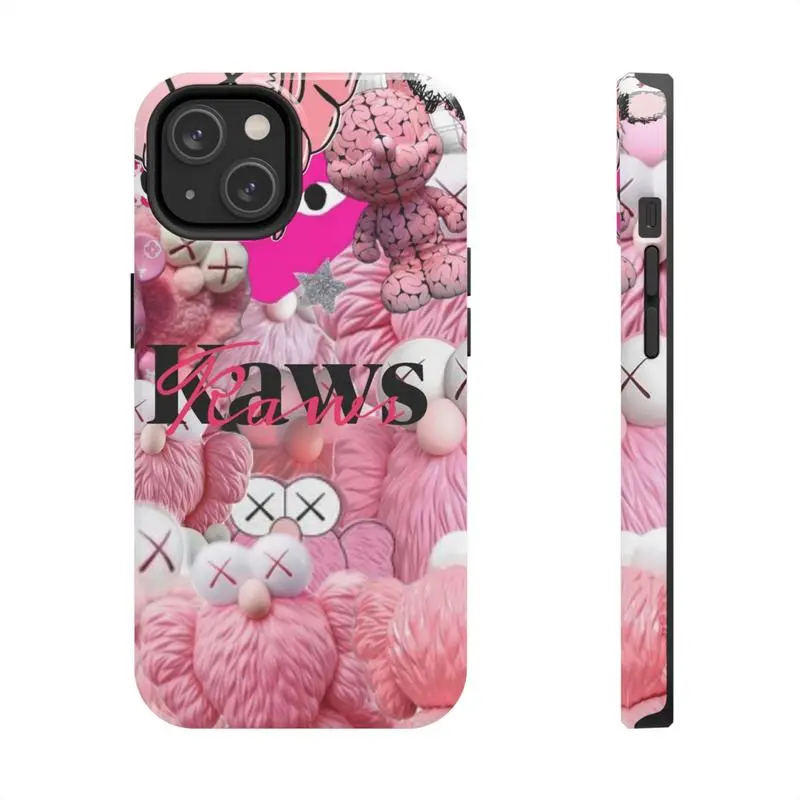 Pink Kaws Tough Phone Cases, New Design Kaws Bear Graphic Phone Case, Antisocial Phone Case