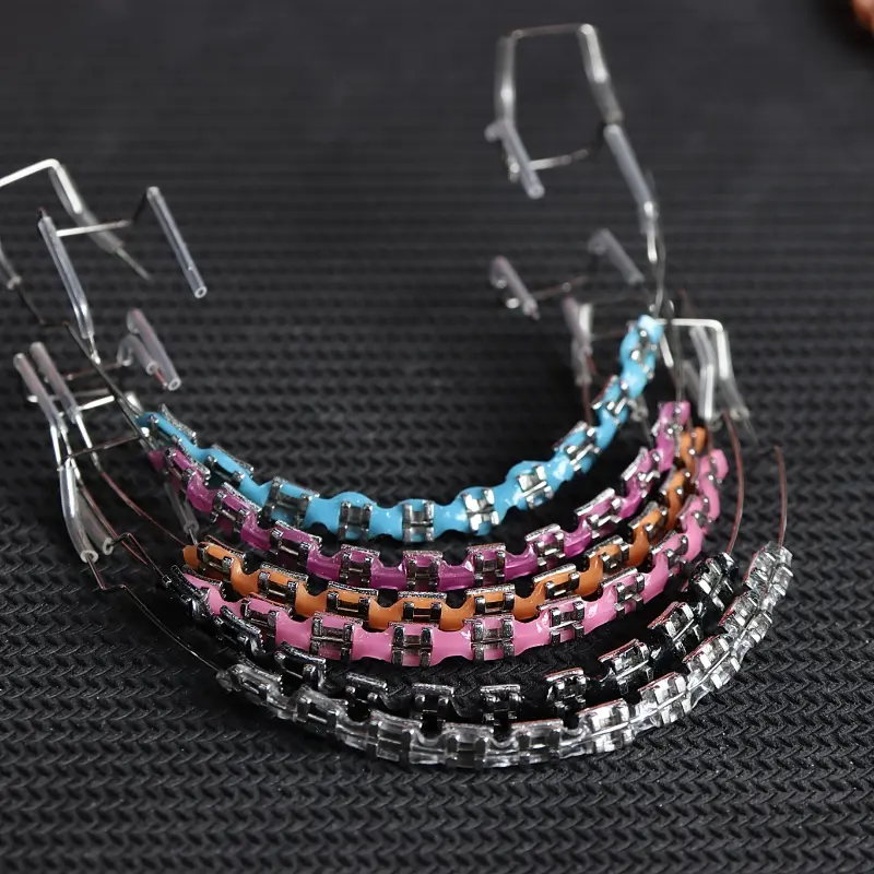 A Pair Metal Tooth Bracket Decorations, TemporaryColorful Tooth Decoration Kit with Hook, with Metal Material, for Tooth Model and Teaching Oral durable dental material oral use stainless steel temporary veneer metal dental brace