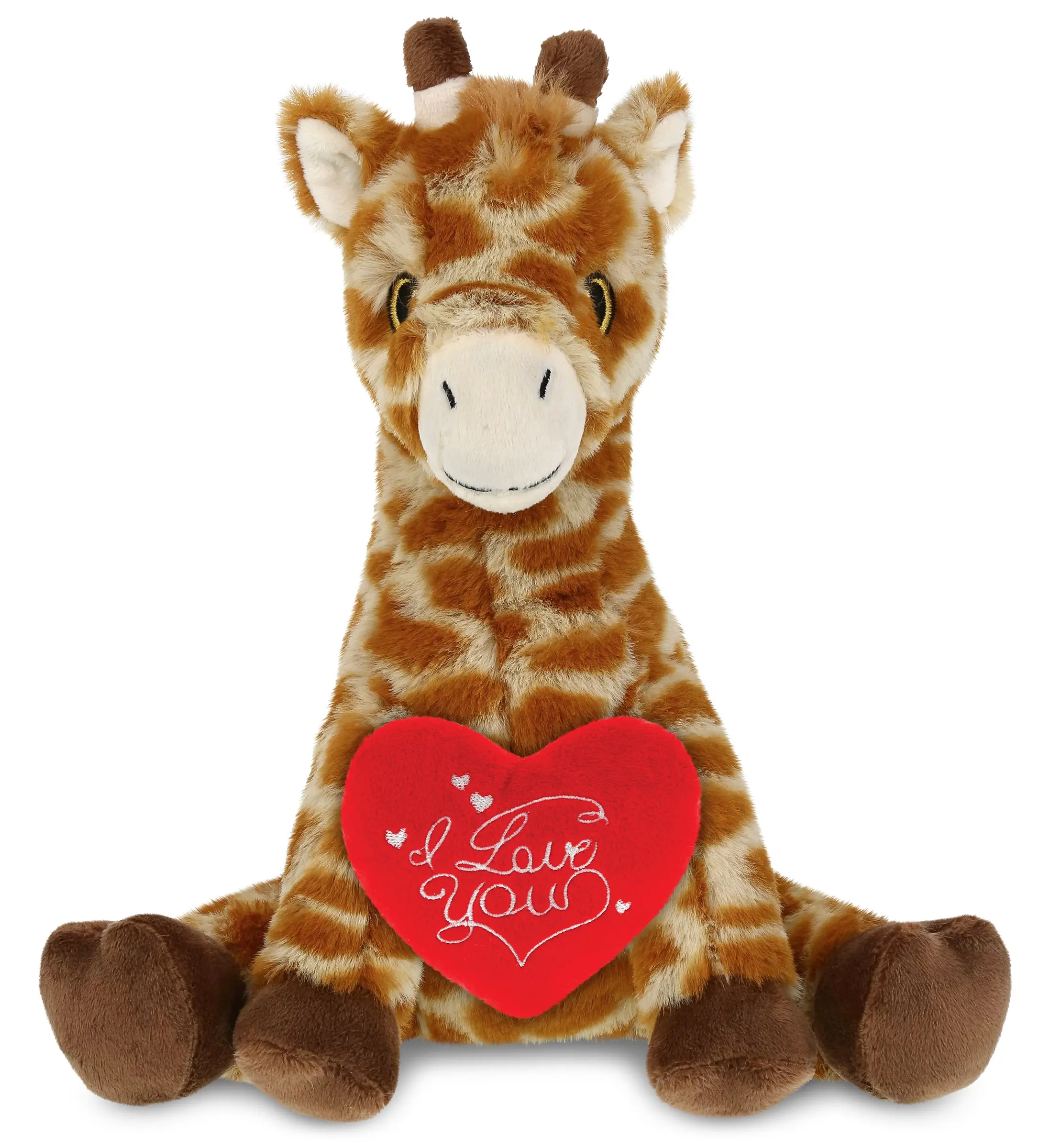 DOLLIBU 10" Giraffe Cuddly Stuffed Animal - Eco-Friendly Super-Soft Polyester Plush with Embroidered Red "I Love You" Heart, Ideal Gift for Stuffed Toy Enthusiasts, Soft Adorable Stuffed