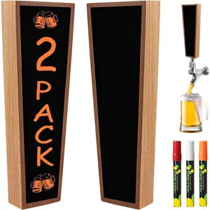 Wooden chalkboard beer tap handles, keg handle, and markers for kegerators — a great gift for home brewers, bars, restaurants, and weddings — pack of 2