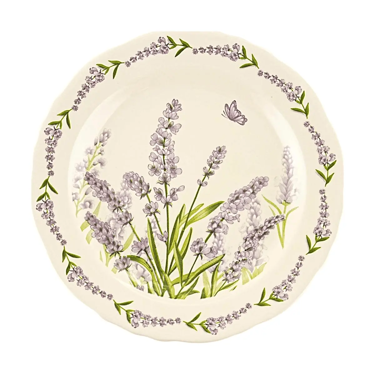 Golden Lion 8-Inch Ceramic Shallow Plate, Romantic Floral Design, Creamy White Glaze, Dessert Salad Serving Dish, 21x21x2.5cm