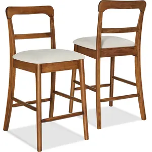 Best Choice Products Counter-Height Farmhouse Stools, Solid Wood w/ Cushion & Backrest, Set of 2 Best Choice Products Counter-Height Farmhouse Stools, Solid Wood w/ Cushion & Backrest, Set of 2