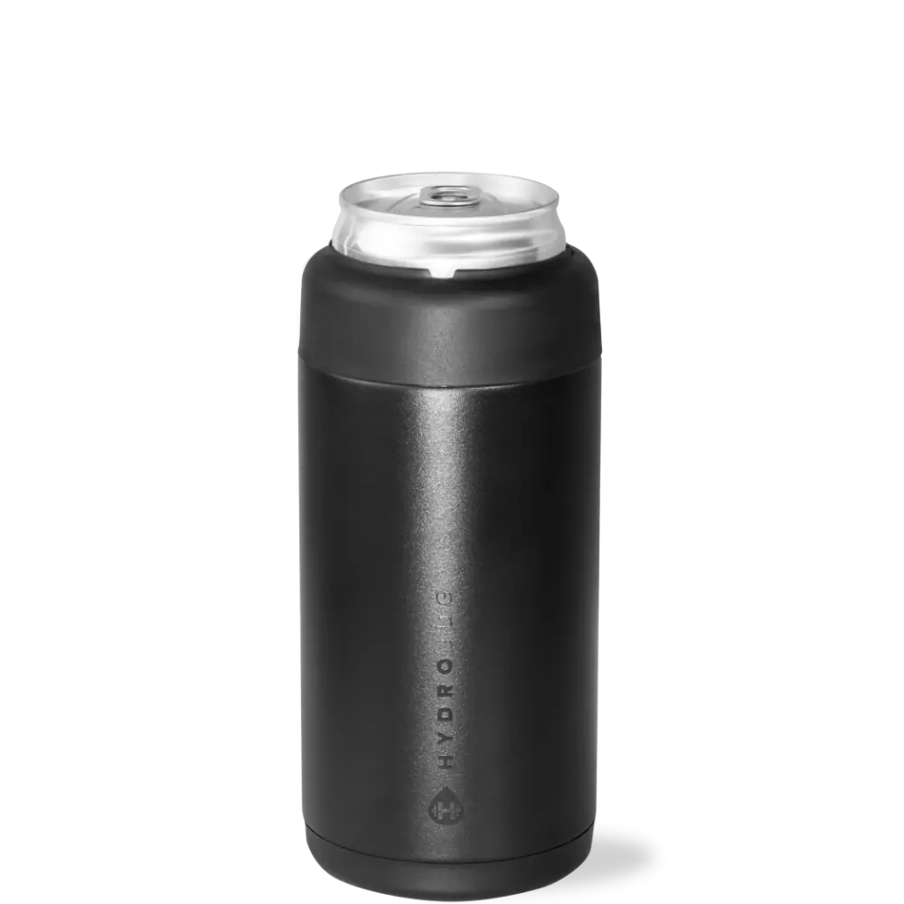 HydroJug Black Slim Can Cooler - Insulated Can Cooler Cup - Stainless Steel Can Holder with Non-Slip Rubber Base - Dishwasher Safe Tumbler