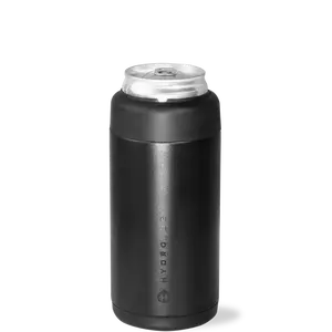 HydroJug Black Slim Can Cooler - Insulated Can Cooler Cup - Stainless Steel Can Holder with Non-Slip Rubber Base - Dishwasher Safe Tumbler