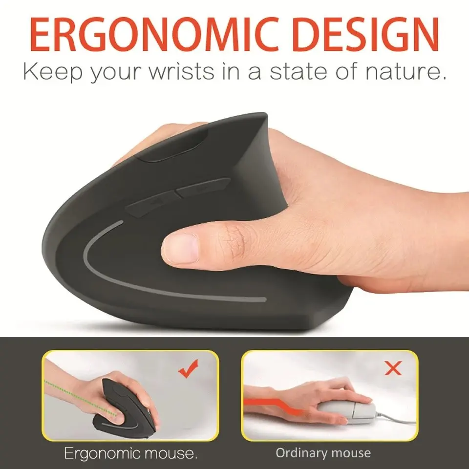 Vertical Ergonomic Portable Wired USB Wireless Mouse Rechargeable Bluetooth Gaming PC Gamer For Computer Laptop Notebook Mause Accessories Mous Optical Sensor Mouse Office Battery Charging Illuminated Light Wireless Rechargeable Mice