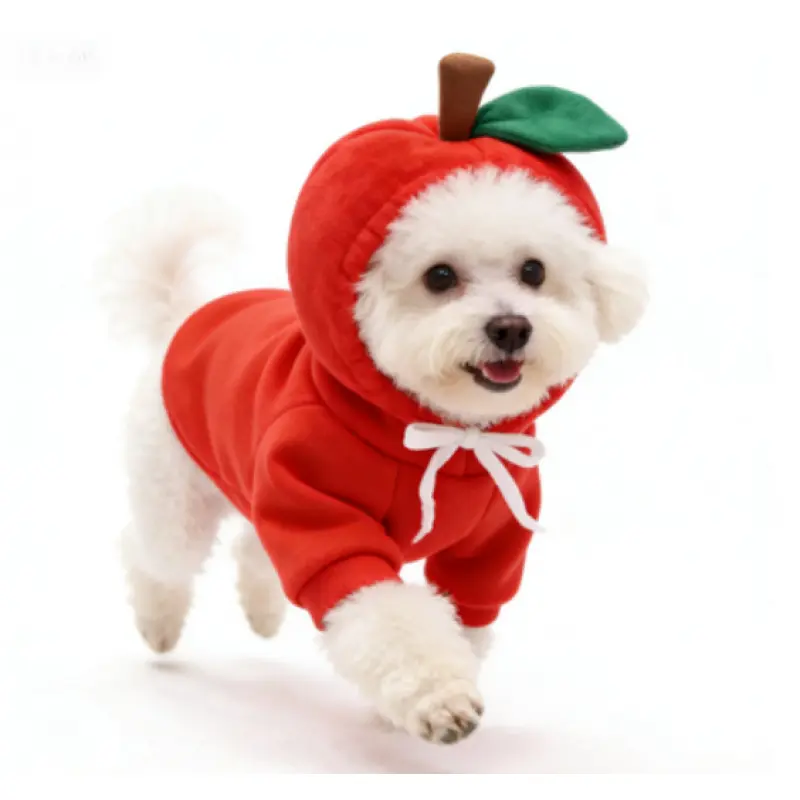 Cute Fruit Pattern Dog Hoodie - Winter Warm Fleece Pet Clothes, Christmas Gift cute rabbit design winter wear thick warm winter vest