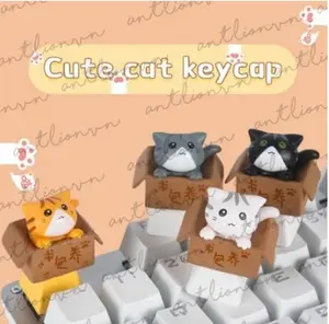 Cute Cat in a Box Artisan Keycap, 3D Kawaii Kitty Custom Keycap for Mechanical Keyboards, Cherry MX Compatible ESC Key
