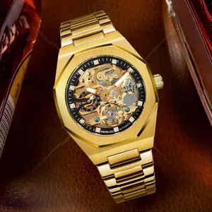 Luxury Automatic Mechanical Watch Business Men's Skeleton Stainless Steel Waterproof Wristwatch