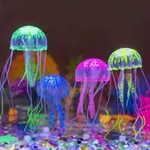Jellyfish for Aquarium 6pcs Fish Tank Ornament Decor multi-color Artificial Swim Glow Luminous Aquarium Underwater Decoration