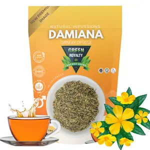 Green Royalty Organic Certified Unflavored Loose Leaf Green Tea, 4oz California Damiana Leaf Wellness Tea - Low Fat, 24 Months Shelf Life, Naturally Relieved Headaches & Nervous Tension