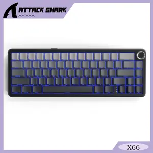ATTACK SHARK X66 Wireless Strawberry Switch Gaming Keyboard,3000 mAh Rechargeable, Hot Swappable RGB Backlit, Side Printed PBT Keycaps,66 Keys with Knob,BT/2.4GHz/Wired,for PC Mac