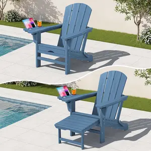 WeCharmer Folding Adjustable Adirondack Chair with Retractable Ottoman Outdoor Lounge