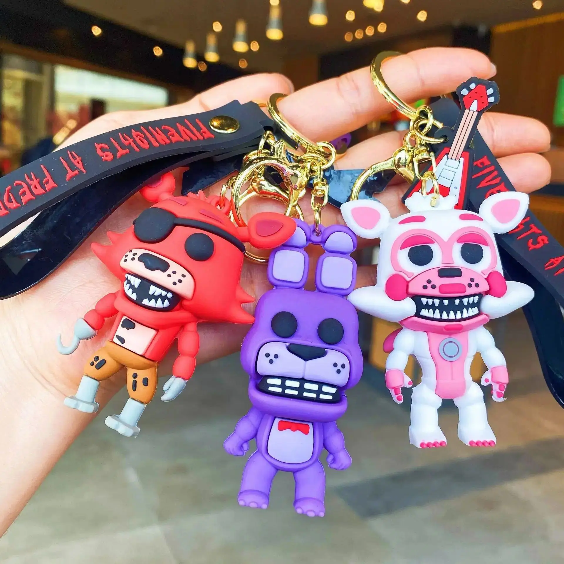 3pcs Cartoon Game Action Figure FNAF Freddy's Fazbear Bear Doll Model Toy Five Nights Freddy Keychain for Kid Birthday Gift Wholesale