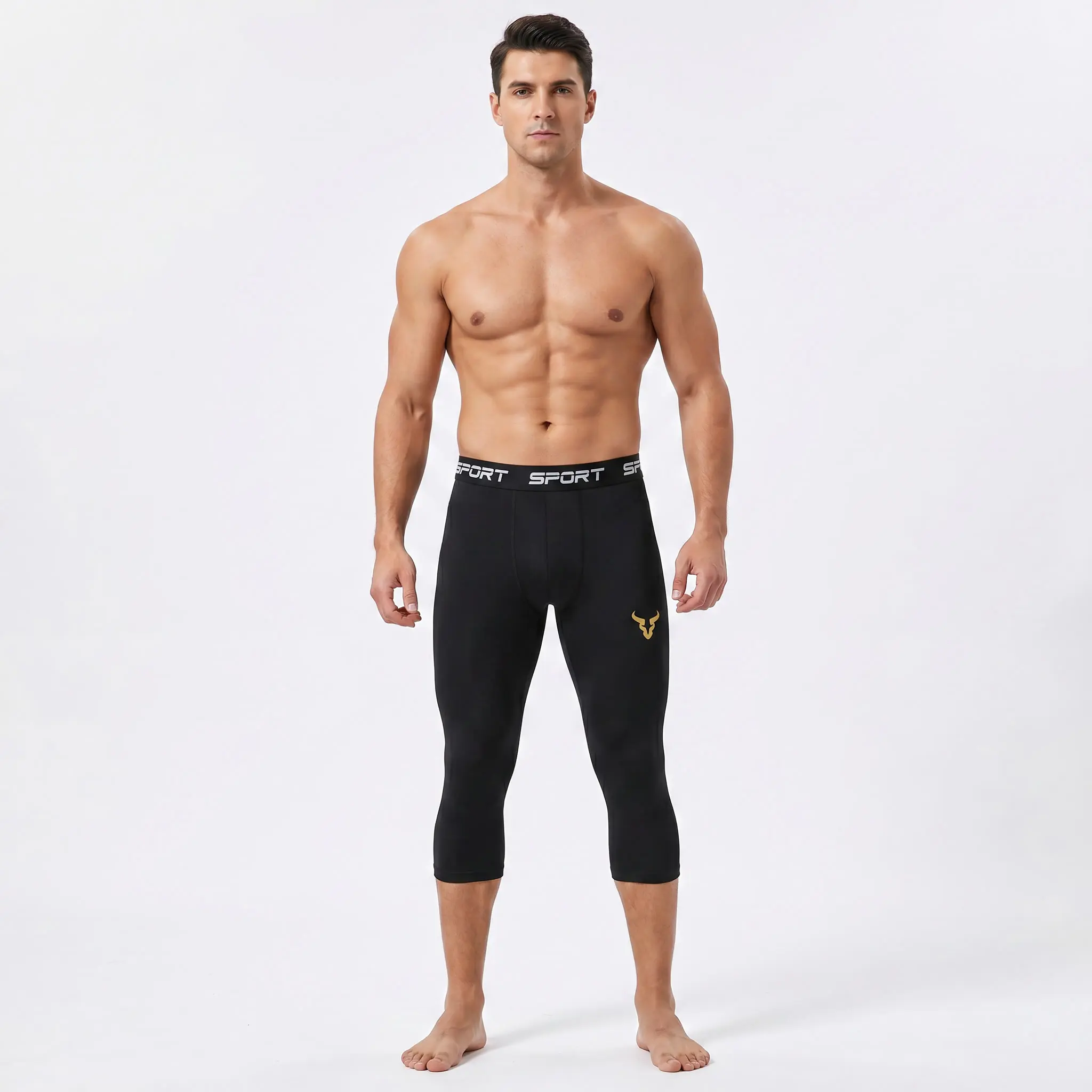 Men's Sports Compression Leggings, Men's Spandex Sport Capri Pants for Workout, Running, Performance Training, Compression Leggings,Athletic Running Capri Pants, Basketball Tights, Gym Workout Base Layer
