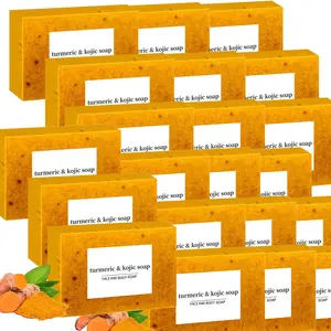 BISUTANG 21 PCS Lemon Turmeric Kojic Acid Soap Bars -XXXL Turmeric – Natural Lemon, Turmeric & Kojic Acid Soap for Face & Body, Gentle Cleansing for All Skin Types, Ideal for Daily Use