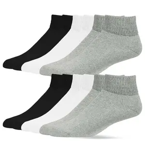 12 Pairs Cotton Quarter Diabetic Socks No Binding Neuropathy Cushion Socks Non-Binding Circulatory Sock Unisex Men Women Comfort Menswear Underwear(Sheet)