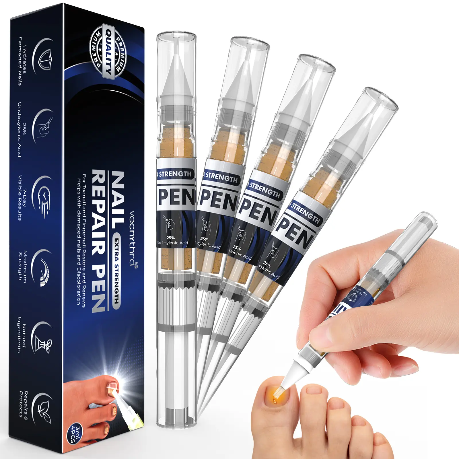 VecNythra 2 BOX Antifungal Pen UNDECYLENIC ACID 25% Cures Athlete’s Foot Jock Itch Ringworm Nail Repair Solution for Healthy Nails Toenail Fungus Pen Wellness