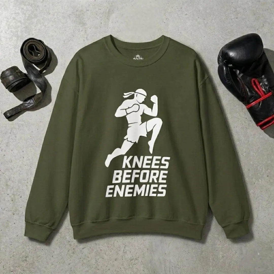 [Multiple Styles] Knees Before Enemies Muay Thai | Kickboxing Graphic Shirt Hoodie Sweatshirt | Boxing Gift for Fighters