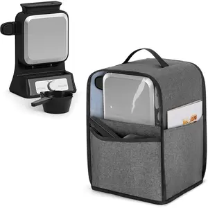 Visible Dust Cover Compatible with  BW1001 Belgian Waffle Maker PRO NeverStick, Protective Cover with Top Handle and Pockets Fits Waffle Iron, Pour Cup, Tongs or Other Kitchen Accessories