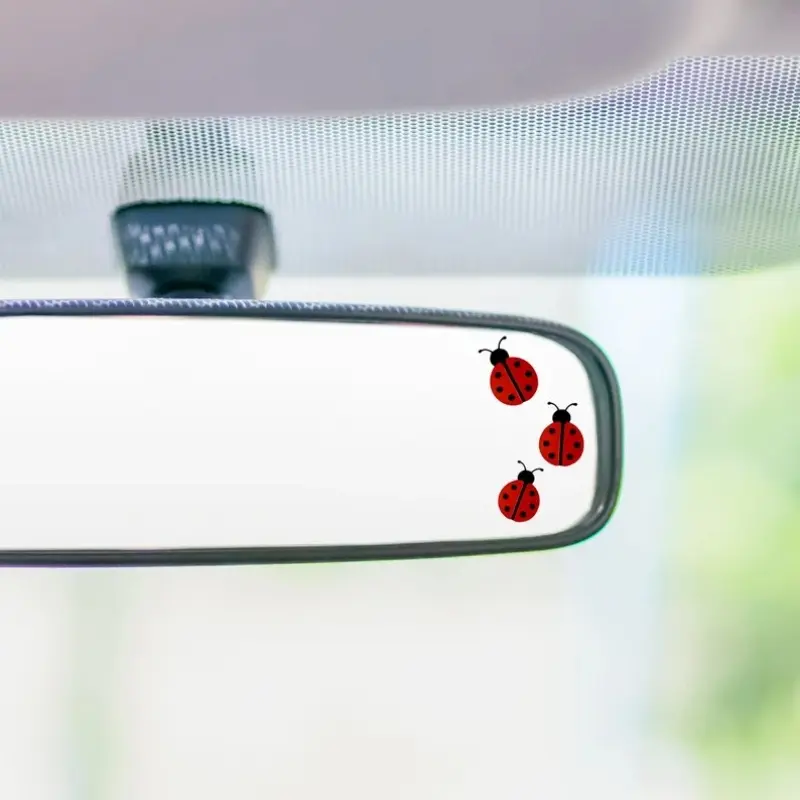 Ladybug Stickers Waterproof Vinyl Decals Ladybug Car Stickers Rearview Mirror Decor Fun Design Durable Adhesive Gift For Her Vehicle Decor Vehicle Exterior Decoration