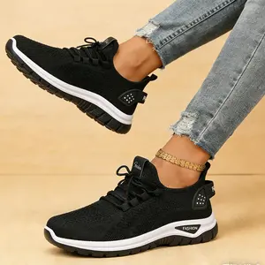 Women's No-Tie Slip-On Casual Walking Shoes - Breathable Knit Upper, Soft Cushioned Midsole, Anti-Slip Wear-Resistant Outsole, All-Day Comfort - Walking Mesh, Trendy, Lightweight Comfy, Indoor Outdoor Women's Shoes for Commute & Outdoor Walking, Walking M