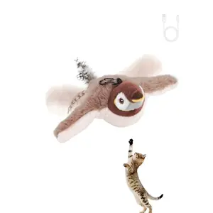 Simulation Bird Design Cat Toy, Rechargeable Interactive Cat Toy, Fluffy Plush Dog Toy, Vivid Chirping Touch Activated Catnip Toys