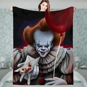 It Chapter Two Pennywise Creepy Clown Print Ultra-Soft Warm Blanket, Perfect for Bedding, Couch, Halloween & Horror Fans