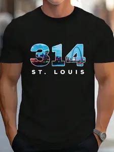 100% Cotton 314 STL Pride St. Louis Area Code T-Shirt Women's Men's Graphic Tee Crew Neck summer vacation Tops