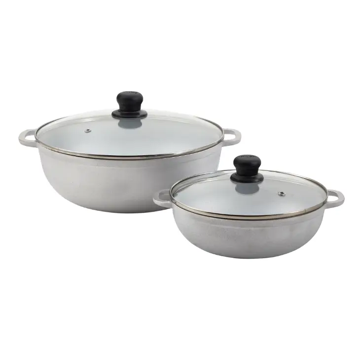 IMUSA 2.5/7.0qt Cast Aluminum Caldero 2pc Set with Glass lid - 22/30cm
