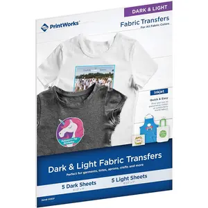 Iron on Heat Transfer Paper for Inkjet Printer - Printable Heat Transfer Vinyl for Dark & Light Fabrics (Printable HTV) - 8.5" x 11" - 10 Sheets - Made in The USA - Iron on Vinyl (00537)