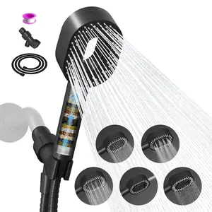 Hibbent Filtered Shower Head with Handheld, High Pressure 5 Spray Mode  Showerhead with Filters,detachable shower head,Water Softener Filters Beads for Hard Water -Remove Chlorine