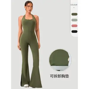 Women's Solid Criss Cross Tie Backless Cami Jumpsuit, Fashion Casual Sleeveless Straight Leg Jumpsuit for Daily Outdoor Wear, Lady's Clothes for Summer