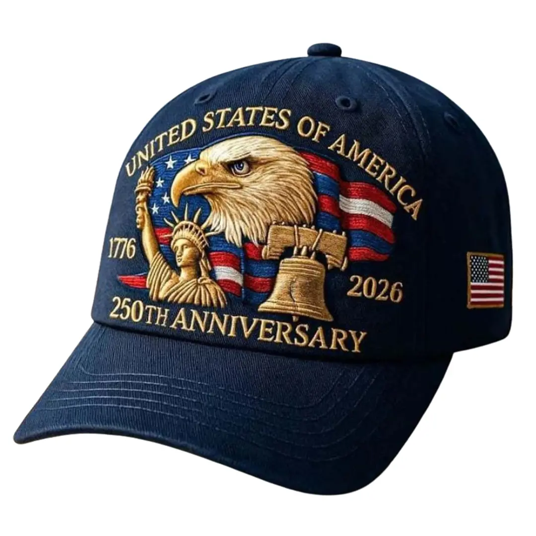 Unisex Sturdy Cotton Twill Baseball Cap - Bald Eagle, 50-Star, 13-Stripe Embroidery, 250th Anniversary (1776-2026), Buckle Closure, UV Protection, Party/Outdoor Use, Teens/History Buff Accessories, Spot Clean,Veterans Day,Labor Day