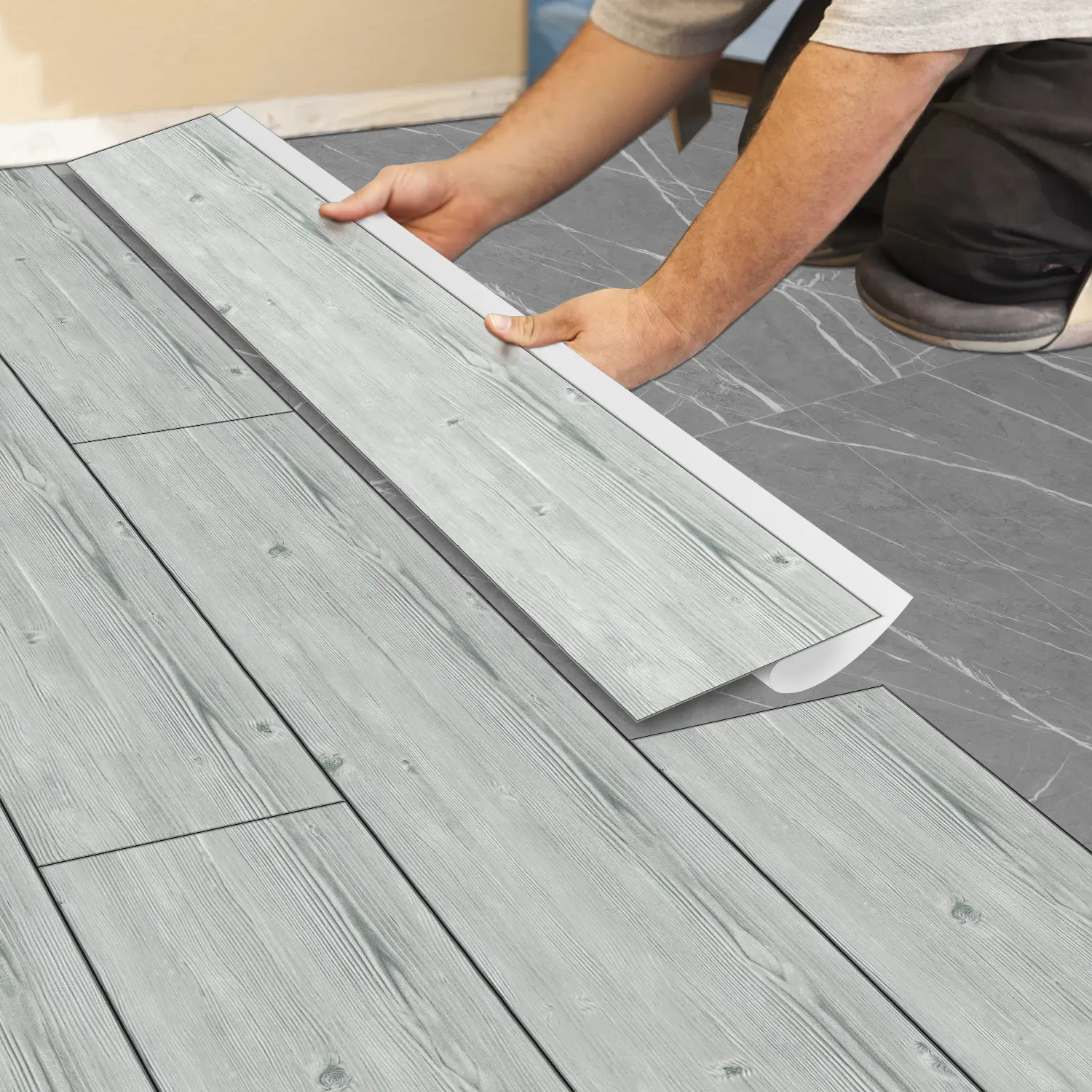 Self-adhesive pvc floor tiles, American natural wood grain appearance, waterproof and stain resistant, suitable for bathroom, kitchen, living room, bedroom, home renovation,36 inches x 6 inches, Wood Pattern