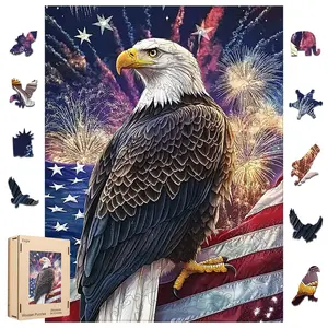 Eagle Wooden Jigsaw Puzzle for Adults and Kids Unique Shape Wood Colorful Beautiful Box Fun Challenge Brain Health Family Game Creative Gift for Friends laser  cut  puzzle jigsaw  puzzle  table White Tailed Eagle Jigsaw Puzzle