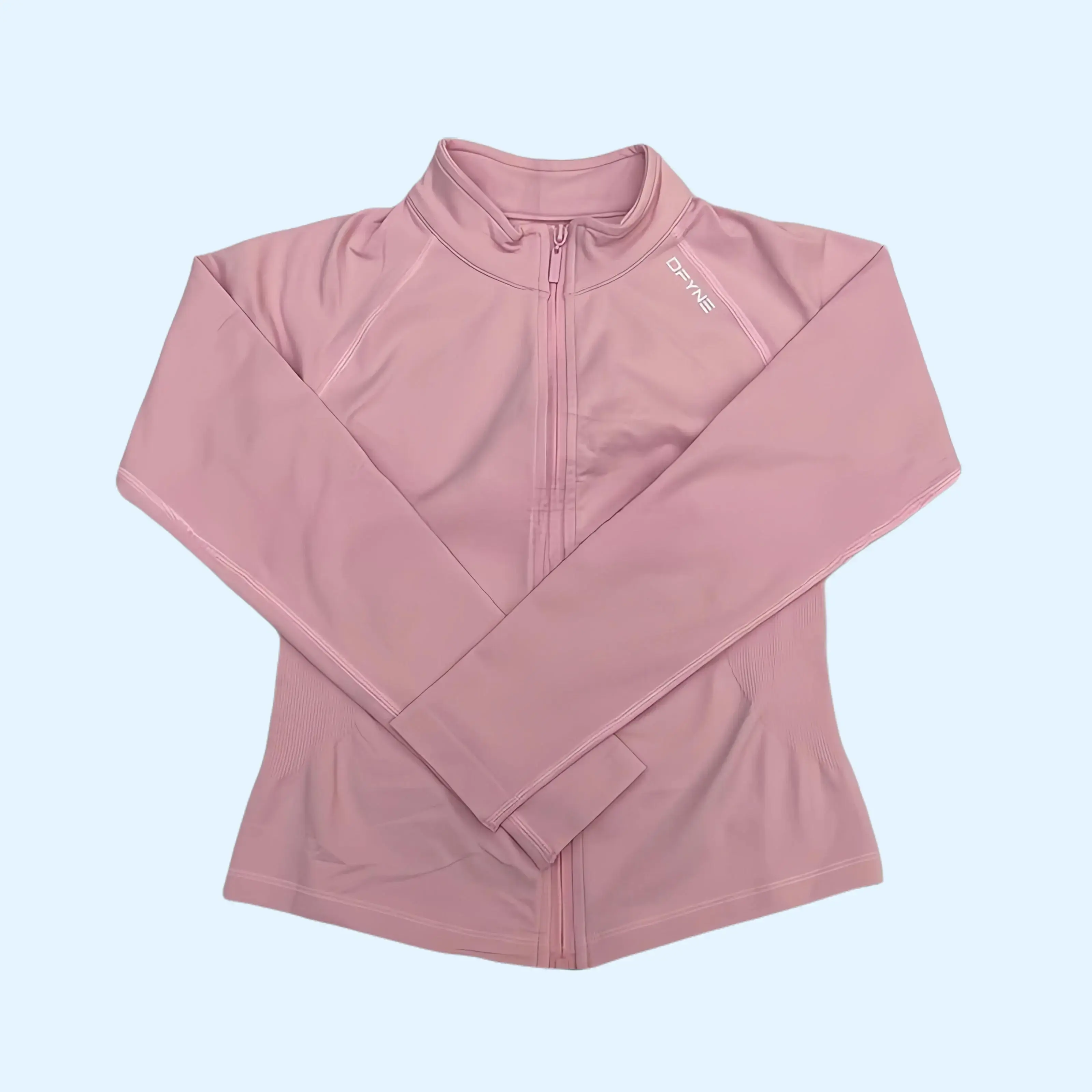 DFYNE New Slim Fit Zip Up Long Sleeve Workout Jacket - High Stretch Breathable Yoga Gym Running Activewear