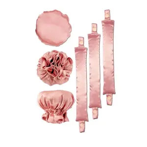 New Satin Heatless Hair Curler, Sleep Hair Curling Tool for Women 3 Set, Soft Silk Heatless Curling Hair Rollers with Cap, No Heat Curling Headband for All Hair Type, DIY Hairstyling Tools for Women, Soft Hair Curlers