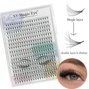 320 Pcs per box, Double Layer, Three-dimensional effect,12D,9-16mm / Mixed Lengths ,Curl C+D, Thickness 0.05mm, Cluster eyelashes, Premade Fans Eyelash Extensions, Sharp Narrow Stem Premade Fans Eyelash Extension, Natural & Soft, Party and Travel