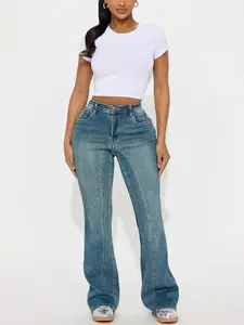 Giving Off Vibes Stretch Flare Jeans - Dark Wash