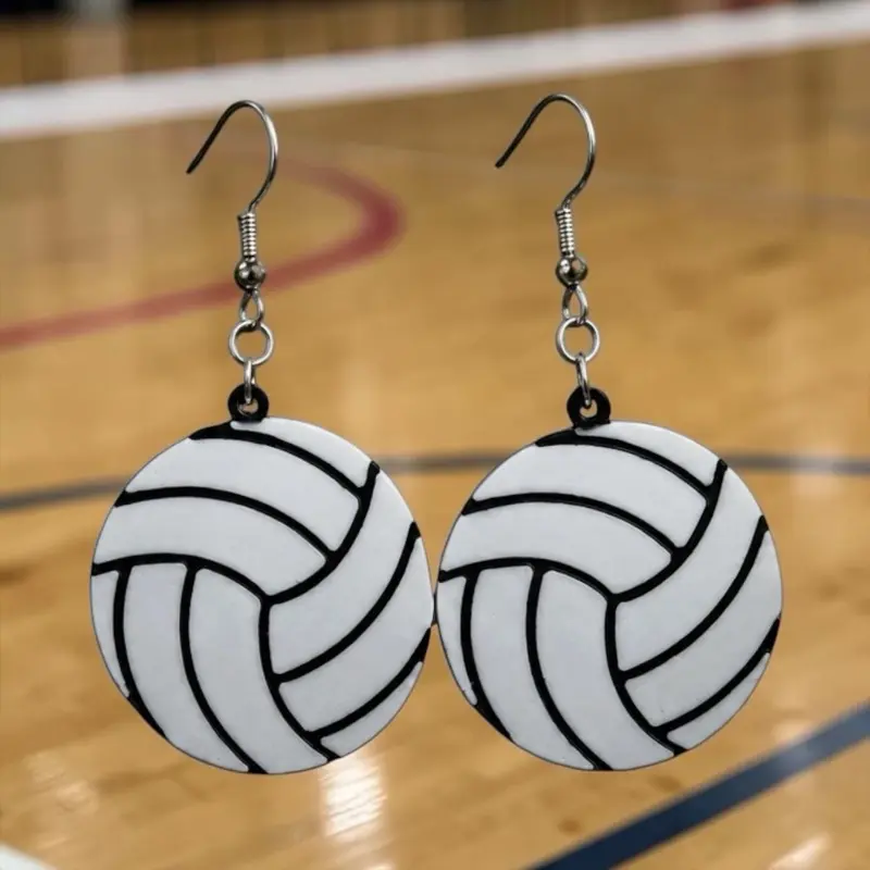 Playful Volleyball Dangle Earrings, Lightweight Mini Ball Shape Fashion Jewelry for Game Day and Daily Wear, Comfortable Wear, Practice, Drop Earrings, Hook Earrings